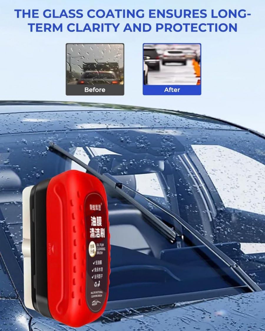 NUREV ENTERPRISE Automotive Oil Film Cleaning Brush & Glass Cleaning Board - Powerful Windshield Cleaner & Oil Film Removal Tool for Car Glass - Enhances Visual Clarity & Driving Safety