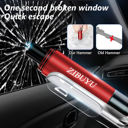 ZIBUYU� Car Emergency Window Breaker Seat Belt Cutter, Aluminium Alloy Car Glass Breaker with LED, Keychain Automotive Car Safety Hammer Escape Tools