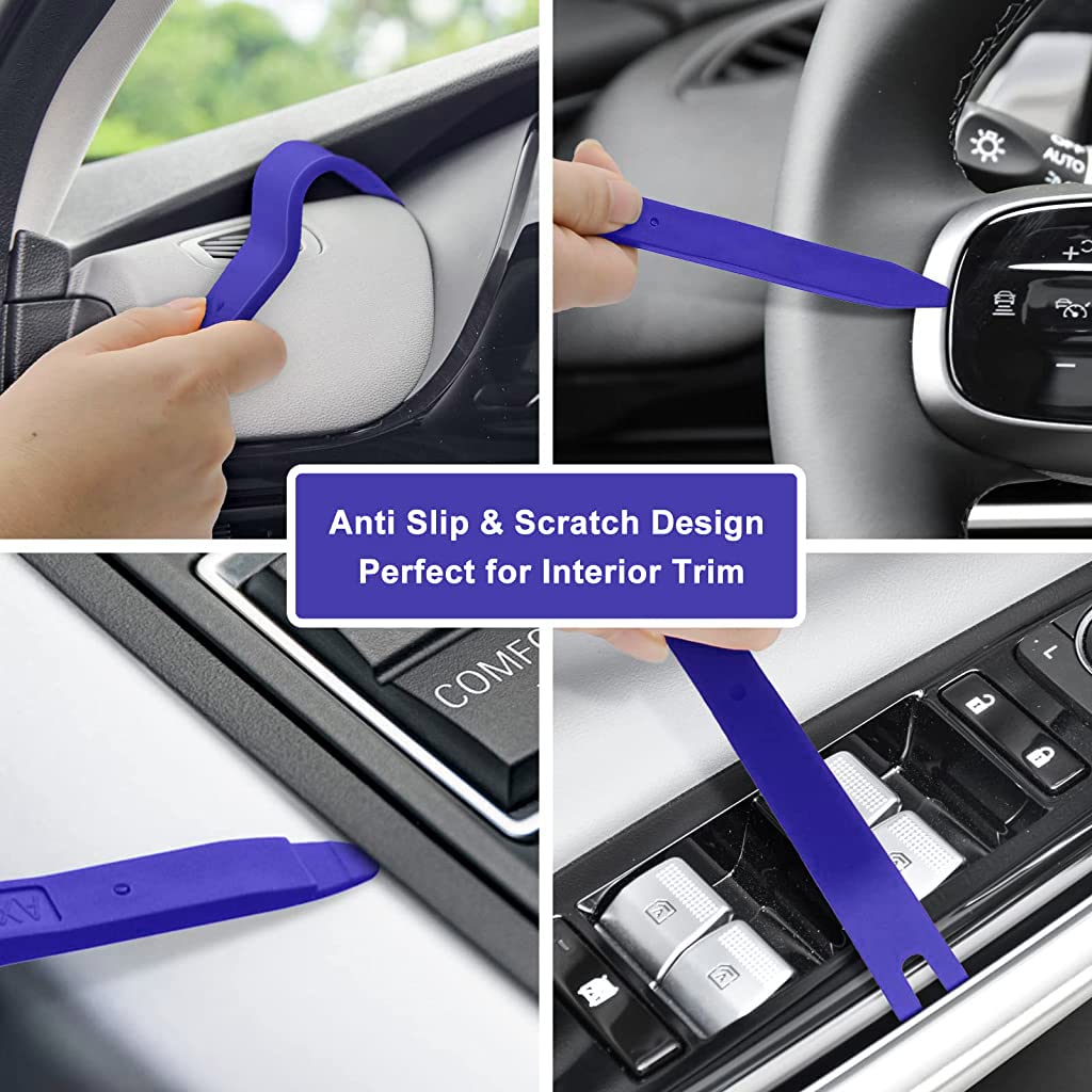 Supvox® 5Pcs Pry Tools For Car Auto Radio Door Clip Panel Trim Dash Audio, New Car Door Clip Panel No Scratch Dismantle Kits Versatile Professional Tool Set