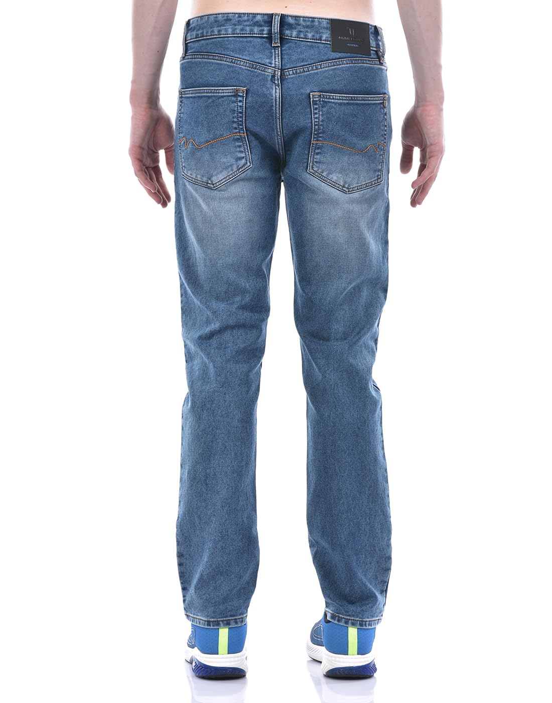 Numero Uno Mens Slim Fit Mid Blue Heavy Wash Sustainable Jeans