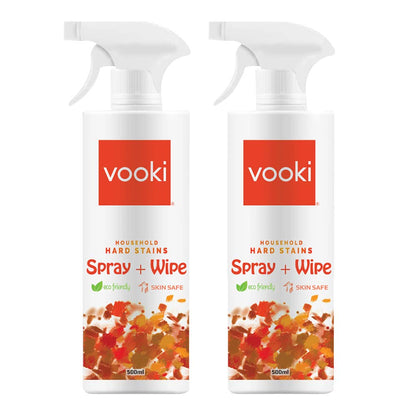 Vooki Ecofriendly Hard Stains Spray and Wipe for Toughest House Hold Stains, 500ml - (Pack of 2)