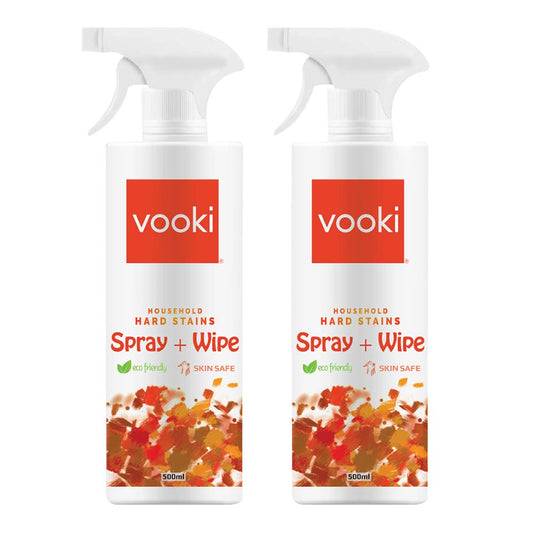 Vooki Ecofriendly Hard Stains Spray and Wipe for Toughest House Hold Stains, 500ml - (Pack of 2)