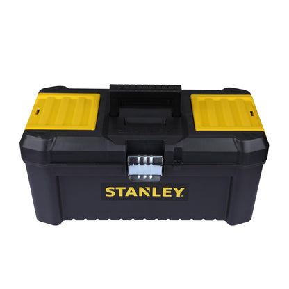 STANLEY 19'' Essential Tool Box with Metal Latch (Black and Yellow) & 70-482 8'' Sturdy Steel Combination Plier Double Sleeve (Yellow and Black) & 12''/300mm Stilson Type Pipe Wrench