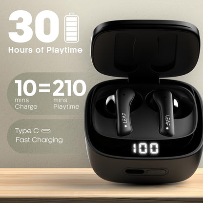 Leaf Buds X614 True Wireless ANC in Ear Earbuds with Ai Sound App,Active Noise Cancellation,Transparency Mode,30H Playtime,Quad Mic Enc,40Ms Low Latency,13Mm Driver,Ipx5,Bluetooth V5.3(Carbon Black)