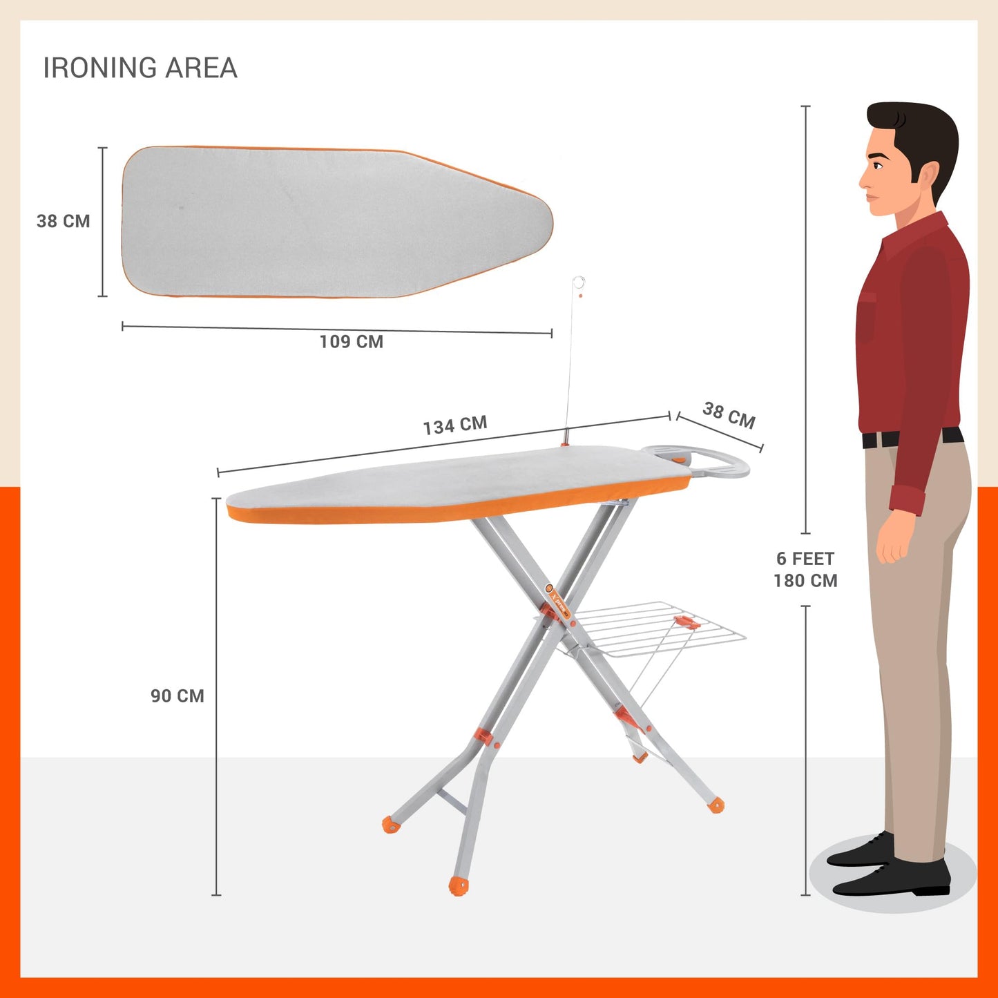 Bathla X-Pres Ace Ironing Board/Stand | Foldable & Height Adjustable | Quick Pressing with Aluminised Table Cover | 2 Year Warranty