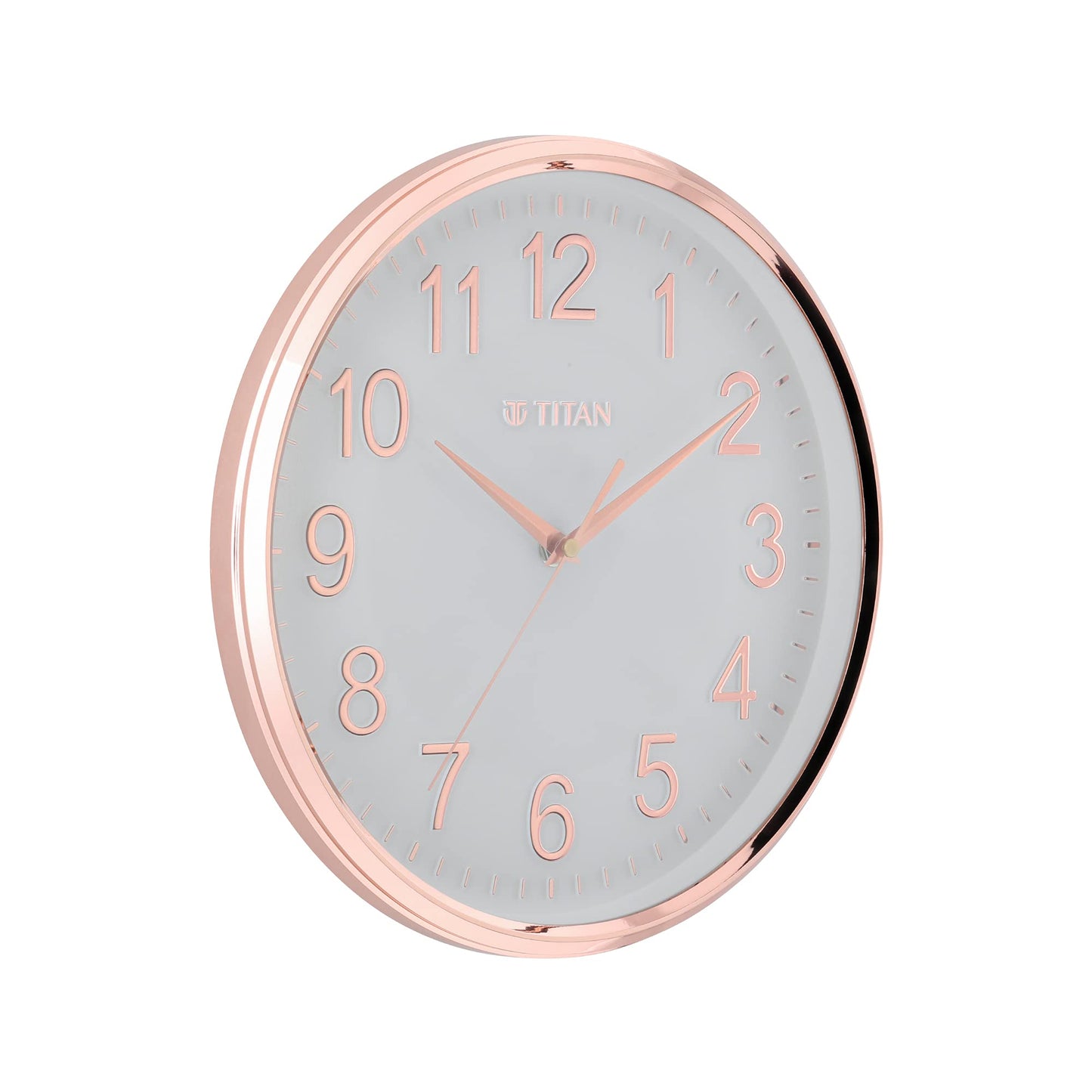 Titan Contemporary Rose Gold Metallic Finish Wall Clock With Silent Sweep Technology - 30 Cm X 30 Cm (Medium) - Analog