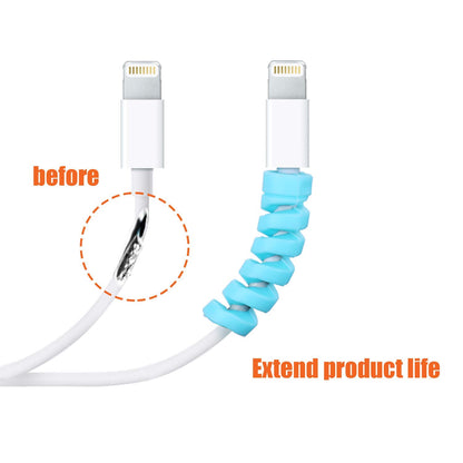 HUMBLE® Spiral Charger Cable Protector Data Cable Saver Charging Cord Protective Cable Cover Set of 2 (8 Pieces)