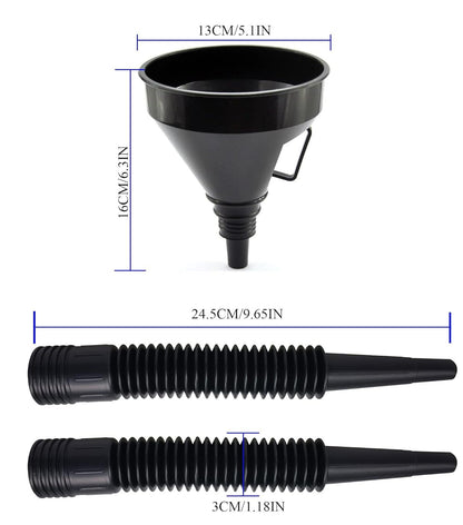 Inditrust 2 in 1 Plastic Funnel Can Spout for Oil | Water | Fuel | Petrol | Diesel | Gasoline for Cars | Bikes | Trucks