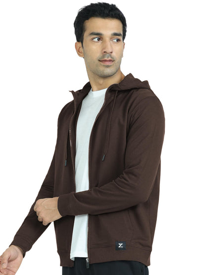 XYXX Men Cotton Rich Hoodie, Relaxed Fit, Solid, Pack of 1, XYHJKT04L, Dark Brown, L