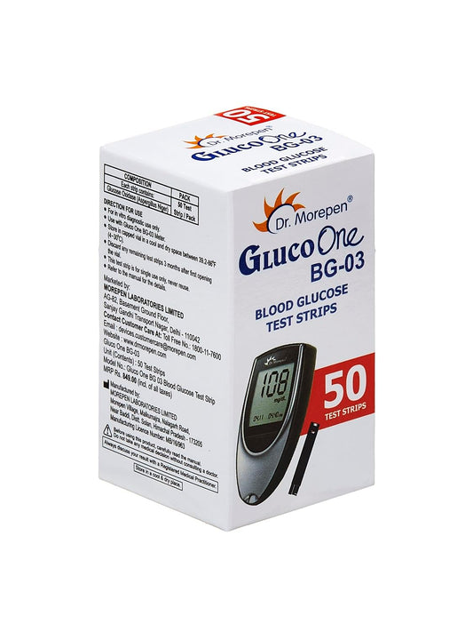 Dr. Morepen GlucoOne BG 03 Test Strips, Pack of 50 (No Glucometer)