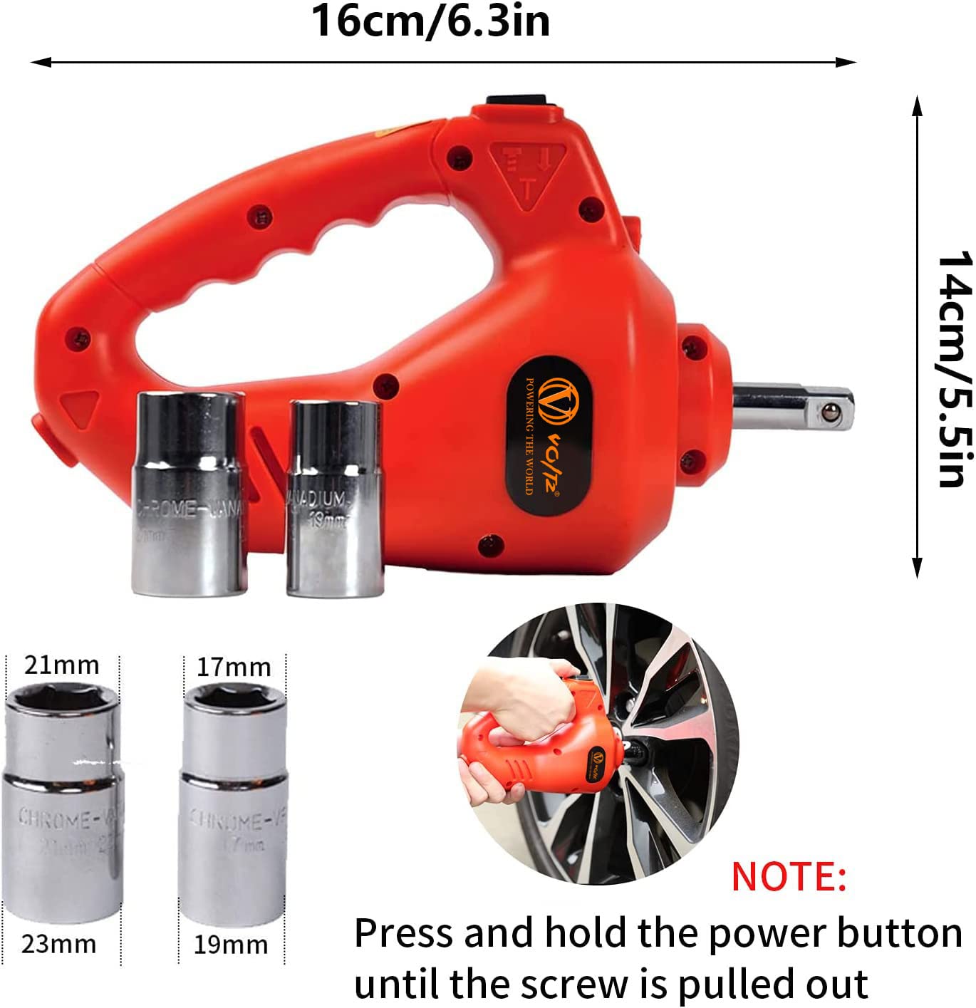 VOLTZ TY155HJS-5 Electric hydraulic jack 5T with wrench & Inflation Car Repair Tool Kit 4 in 1 set, Orange