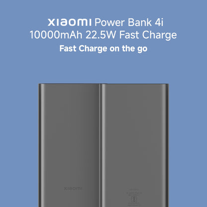 Xiaomi Power Bank 4i 10000mAh 22.5W Fast Charging PD | Power Delivery | QC 3.0|Type C Input & Output |Triple Output Ports|Classic Black|Supports Android and Apple, Tablets, Earbuds, Watches etc