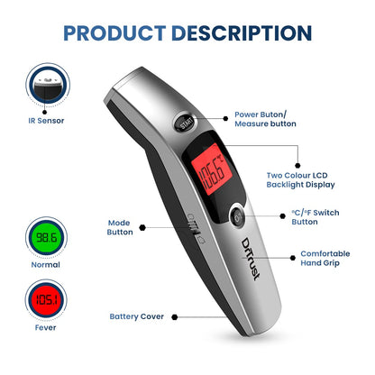 Dr Trust (USA) Forehead Digital Infrared Thermometer for babies and Adults with color Coded Fever Guidance - 603 Professional