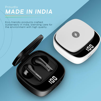 Leaf Buds X614 True Wireless ANC in Ear Earbuds with Ai Sound App,Active Noise Cancellation,Transparency Mode,30H Playtime,Quad Mic Enc,40Ms Low Latency,13Mm Driver,Ipx5,Bluetooth V5.3(Carbon Black)