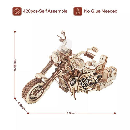 NESTA TOYS Cruiser Motorcycle Puzzle (420 Pcs) Mechanical 3D Wooden Gear Puzzles for Kids | Building Toys for Kids | STEM Learning DIY Kits for Adults | Bike Model Kit