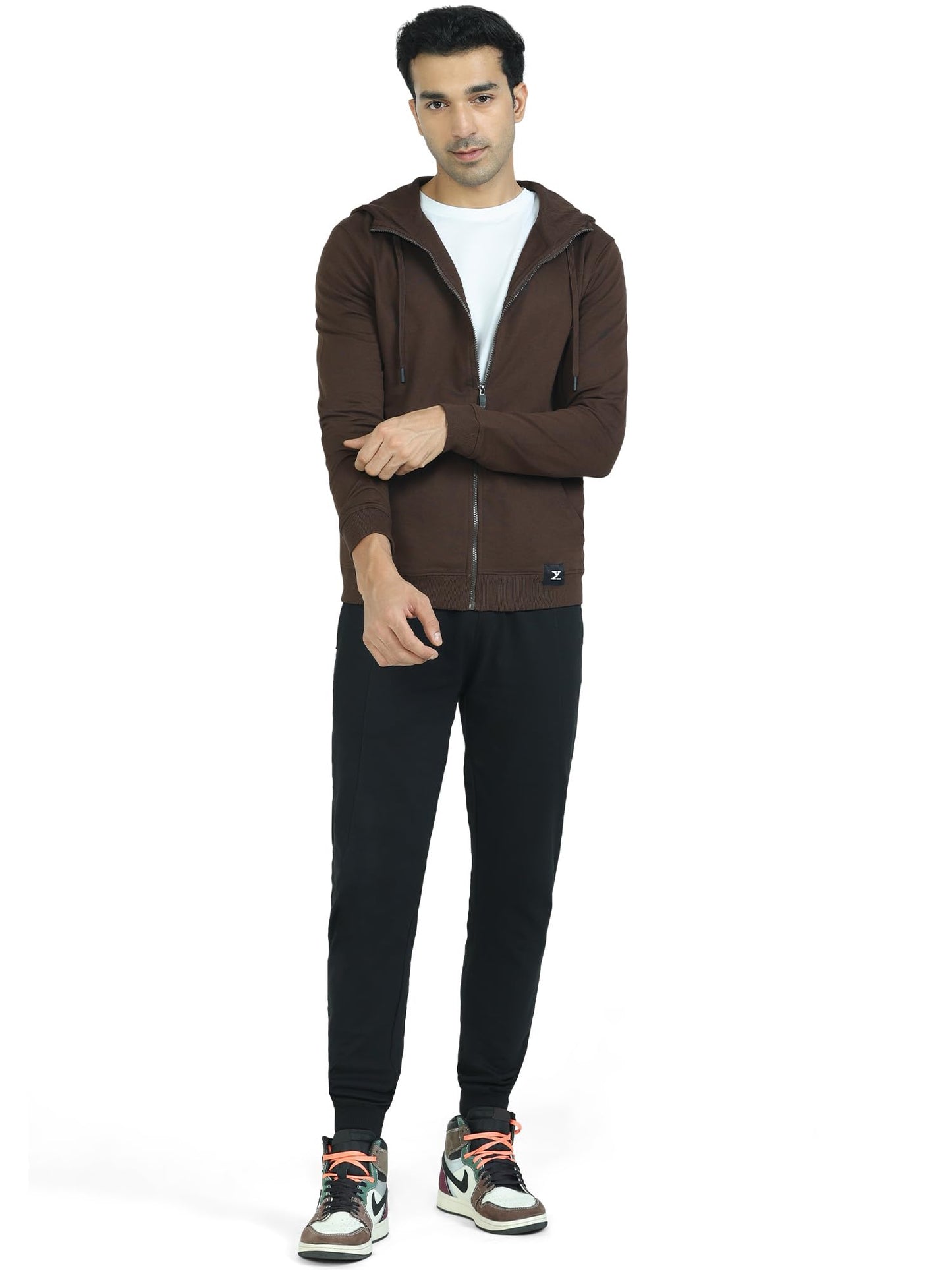 XYXX Men Cotton Rich Hoodie, Relaxed Fit, Solid, Pack of 1, XYHJKT04L, Dark Brown, L