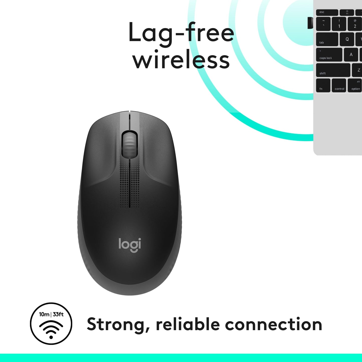 Logitech M190 Wireless Mouse , Full Size Ambidextrous Curve Design, 18-Month Battery with Power Saving Mode, USB Receiver, Precise Cursor Control + Scrolling, Wide Scroll Wheel, Scooped Buttons -Black