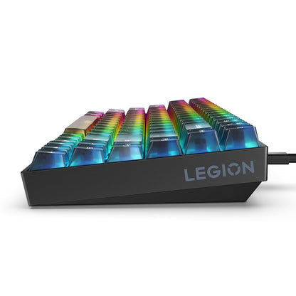 Lenovo Legion K510 Mini Pro Gaming Keyboard, 16.8 Million Colors RGB Per Key, Programmable |100% Anti Ghosting Mechanical switches |Customizable| USB 2.0 Interface |3 Yr Warranty | Black + Traslusent