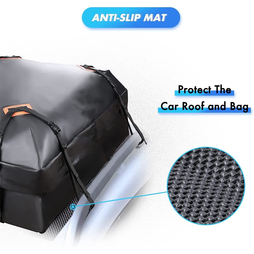 Automaze Car Waterproof Rooftop Cargo Bag comes with anti-slip mat that protects the car roof and bag