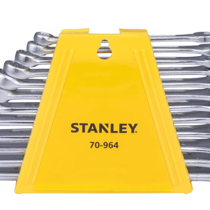 STANLEY 70-964E 12-piece Chrome Vanadium Steel Combination Spanner Set with Maxi-Drive System, Anti-Slip & Anti-Corrosion properties, GREY