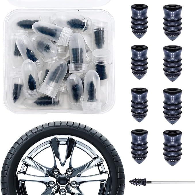 Bitrexup Tire Repair Rubber Nail, Vacuum Tire Repair Kits Spiral Rubber Nails, Tire Screw Plug Fast Tool Self Service Tire Repair Nail for car, Motorcycle, Truck, Tractor Tire Puncture Repair (20)