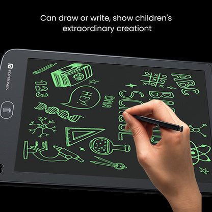 Portronics Ruffpad 12E Re-Writable LCD Writing Pad with 30.4cm (12 inch) Writing Area, India's First Notepad to Save and Share Your Child's First creatives via Ruffpad app on Your Smartphone(Black)