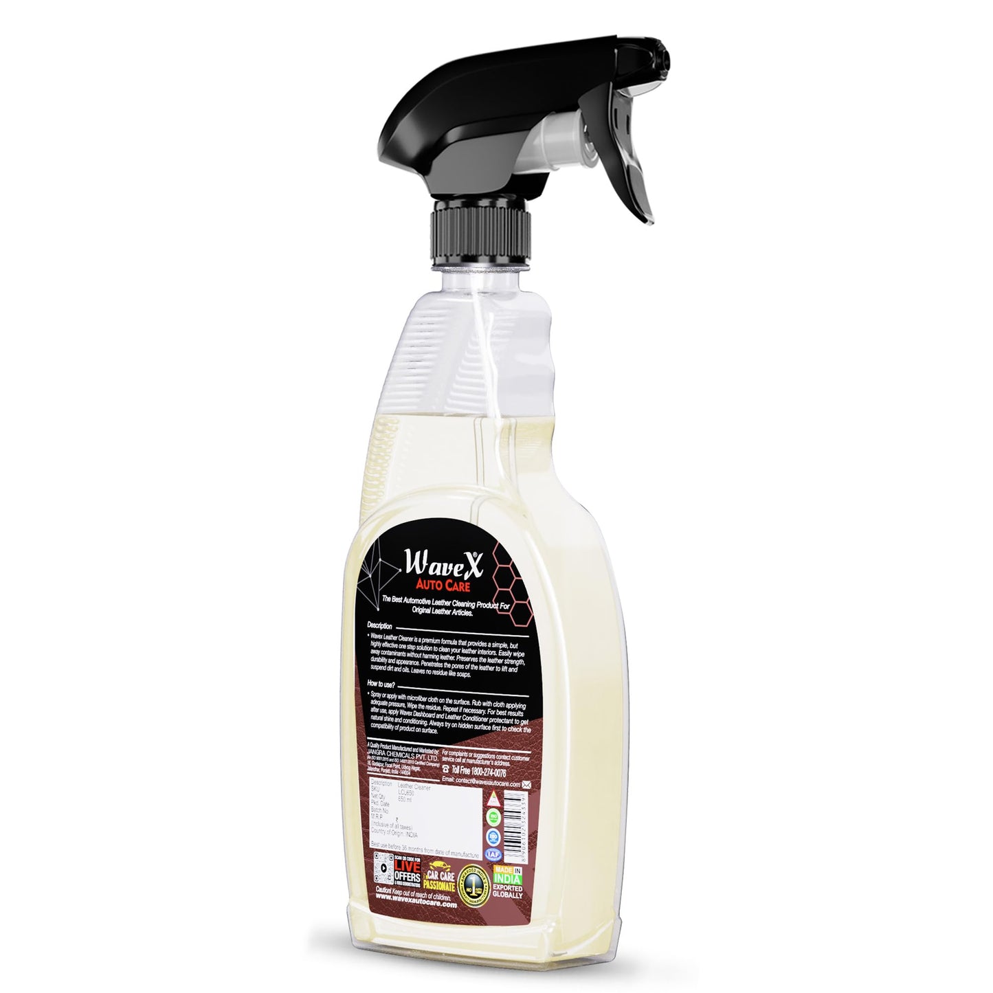 Wavex Leather Cleaner 650ml | Bike & Car Leather Seat Cleaner | Also Useful for Original Leather Jackets, Sofas, & Bags