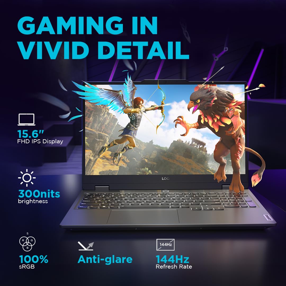 Lenovo LOQ 2024 Intel Core i5-13450HX 15.6" (39.6cm) 144Hz 300Nits FHD IPS Gaming Laptop (16GB/512GB SSD/Win 11/NVIDIA RTX 4050 6GB Graphics/MSO 21/1Yr ADP Free/3 Mon Game Pass/Grey/2.4Kg), 83DV007GIN