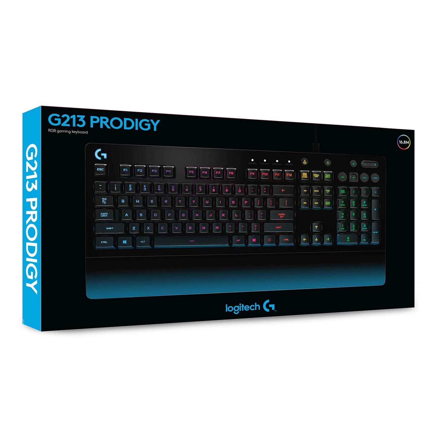 Logitech G213 Prodigy USB Gaming Keyboard, LIGHTSYNC RGB Backlit Keys, Spill-Resistant, Customizable Keys, Dedicated Multi-Media Keys - Black