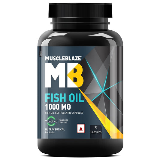 MuscleBlaze Omega 3 Fish Oil (90 Capsules) | Trustified Certified for Accuracy & Purity | 1000mg Omega 3 with 180mg EPA & 120mg DHA