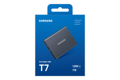 Samsung T7 1TB Up to 1,050MB/s USB 3.2 Gen 2 (10Gbps, Type-C) External Solid State Drive (Portable SSD) Grey(MU-PC1T0T)