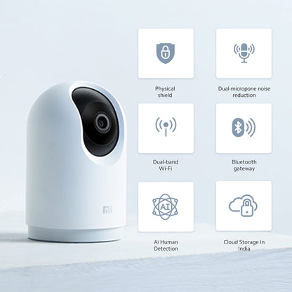 Xiaomi Mi 360 Home Security Wireless Camera 2K Pro with Bluetooth Gateway BLE 4.2 l Dual Band Wi-fi Connection l 3 Million HD 1296p| 3MP CCTV |Full Color in Low-Light | AI Human Detection, White