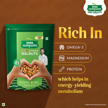 Tata Sampann Pure Walnuts, Crunchy Nuts, Rich in Dietary Fibre, Protein & Magnesium, 200g