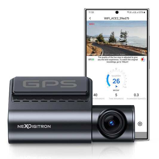 NEXDIGITRON ACE 2 Car Dash Camera with in-Built GPS Logger, Native 2K 1440P, 0.96" Screen, Voice Control, Super-Capacitor, F1.8 6G Lens, Optional Parking Mode, Upto 256GB Supported