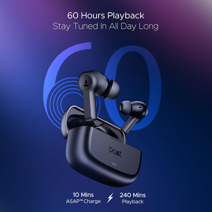 boAt Nirvana Lucid w/ 32 dB ANC, Multi-Point Connectivity, in-Ear Detection, 60HRS Playback, Hearables App, 4 Mics ENx, IPX5 Truly Wireless in Ear Earbuds, TWS Ear Buds(Gunmetal Black)