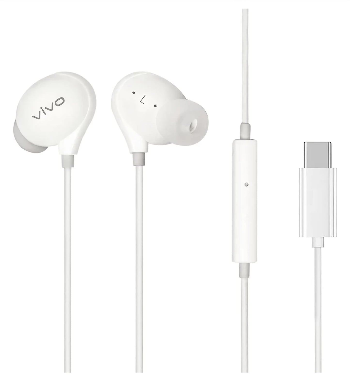 vivo Xe710 Wired Type C Earphones with Mic for Clear Calling, Powerful Audio,1.25M Cable (White, in The Ear) - in Ear