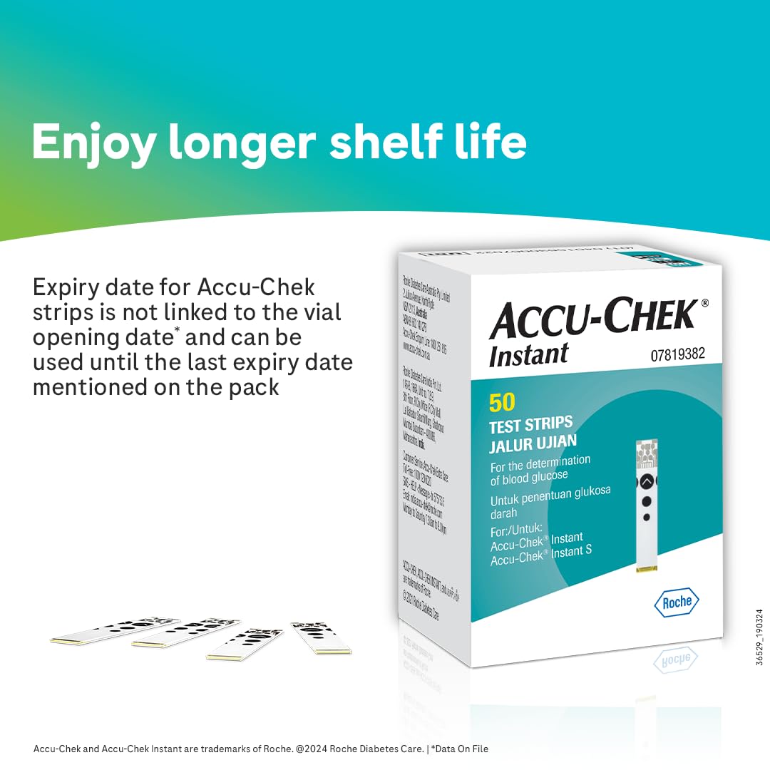 Accu-Chek Instant Blood Glucose Glucometer (with Bluetooth) with Vial of 10 Strips, 10 Lancets and a Lancing Device FREE for Accurate Blood Sugar Testing