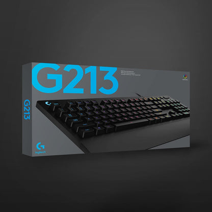 Logitech G213 Prodigy USB Gaming Keyboard, LIGHTSYNC RGB Backlit Keys, Spill-Resistant, Customizable Keys, Dedicated Multi-Media Keys - Black