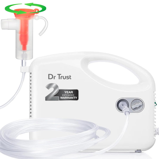 Dr Trust USA Compressor Nebulizer Machine Complete Kit for Adults and Kids with Mask (White)