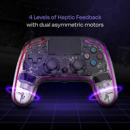 Kreo (New & Improved Mirage Wireless RGB Gaming Controller For PC, Android, iOS, PS4, Programmable Buttons, Dual motor force, Haptic Feedback,USB C & B Zero-Lag Connectivity (Not compatible PS5)