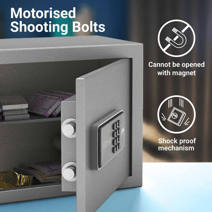 Godrej Security Solutions Forte Pro 15 Litres Digital Electronic Safe Locker for Home & Office with Motorized Locking Mechanism (Light Grey)