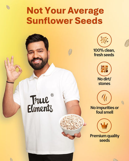 True Elements Sunflower Seeds 500g - Raw Sunflower Seeds for Eating | Diet Food | High in Fibre | Weight management | Source of Antioxidants | Surajmukhi Seeds