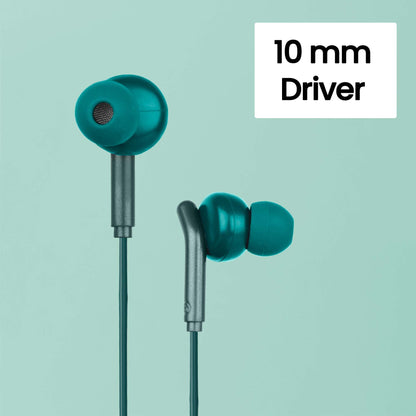 ZEBRONICS Zeb-Bro in Ear Wired Earphones with Mic, 3.5mm Audio Jack, 10mm Drivers, Phone/Tablet Compatible(Blue) (Green)