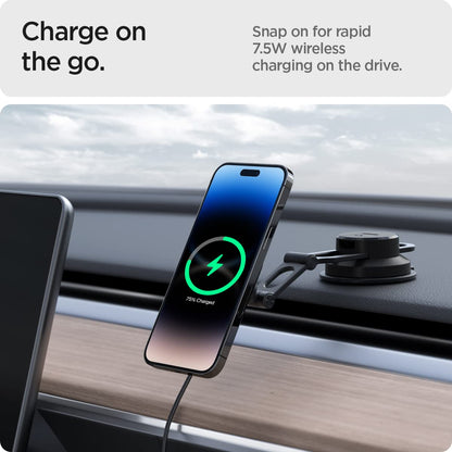 Spigen OneTap Pro 3 (MagFit) Designed for MagSafe Wireless Charger Dashboard, Windshield, & Screen Car Mount Compatible with iPhone 16 Pro Max, 16 Pro, 16 Plus, 15, 14, 13, and 12 Series