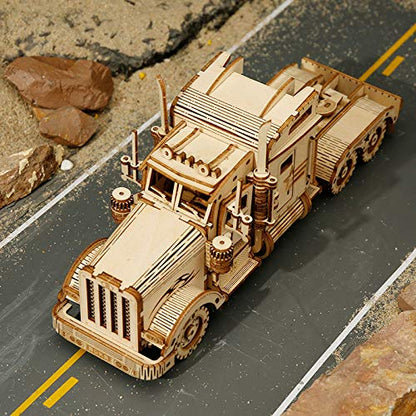 Heavy Truck Puzzle Model Kit,3D Wooden Puzzle, Scale Mechanical Vehicle Model Building Kits, Best Toys Gift for Adults & Teens