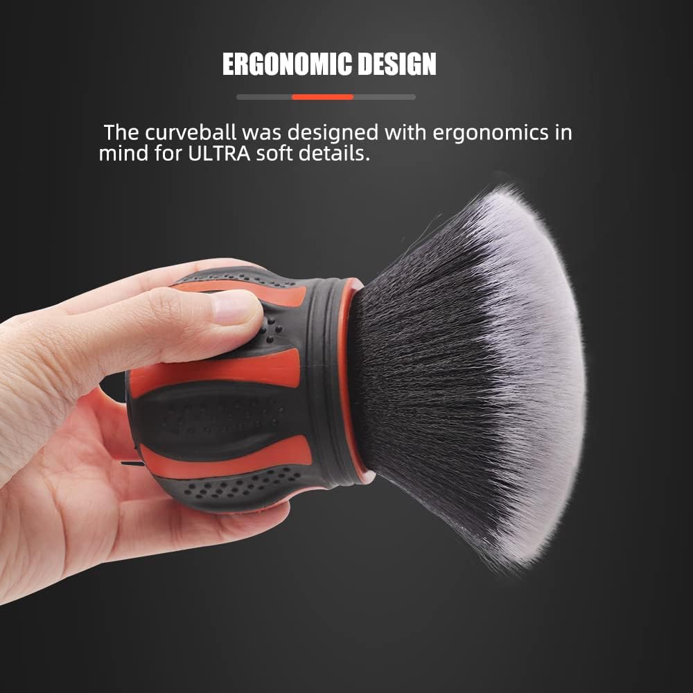 Ultra Soft Detailing Brush, Car Detail Brush, Orange Handle XL Synthetic Brush - Ultra Soft Bristles, Comes with Storage Rack, Covers Large Area Inside or Outside Vehicles