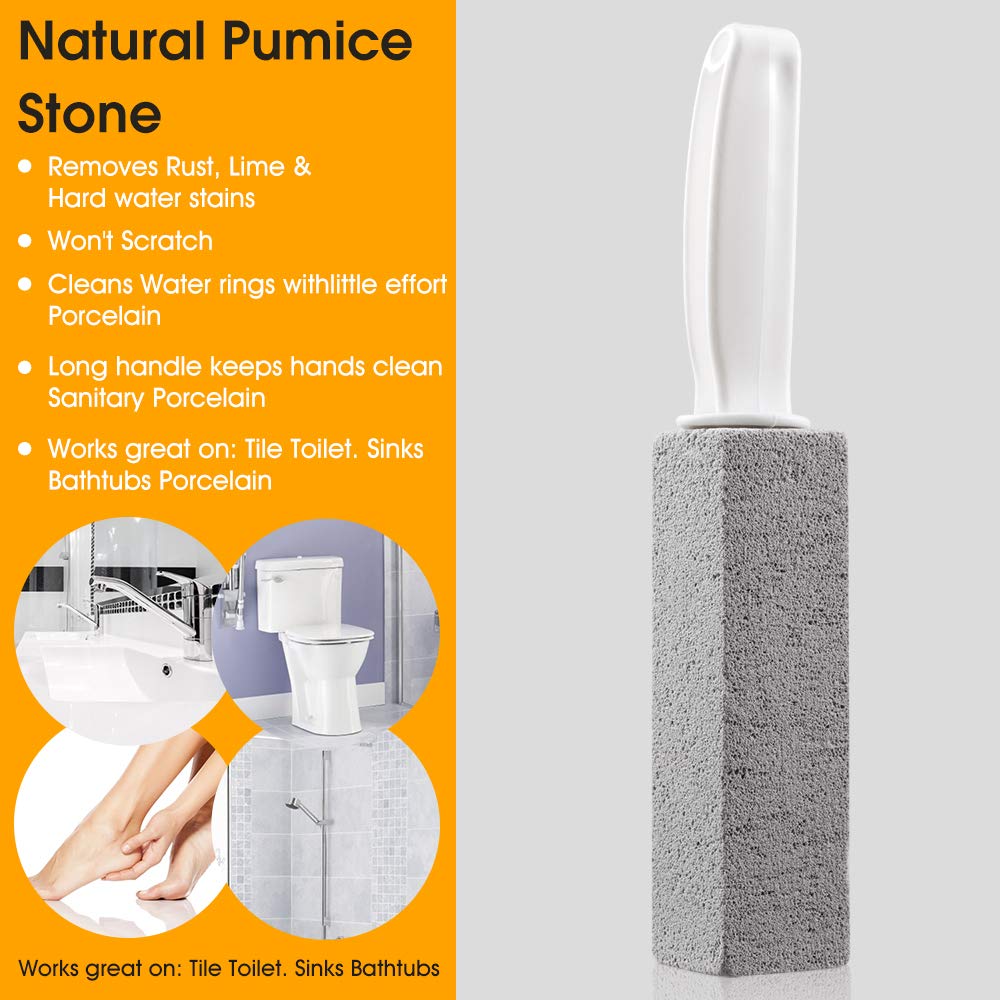 N A 2PCS MSUN Premium Toilet Bowl Cleaning Stone with Handle, Pumice Stone Toilet Bowl Cleaner, Easy to Remove Unsightly Toilet Rings, Tile, Toilets, Sinks, Bathroom, Bathtubs, Hardwater, Lime, Rust