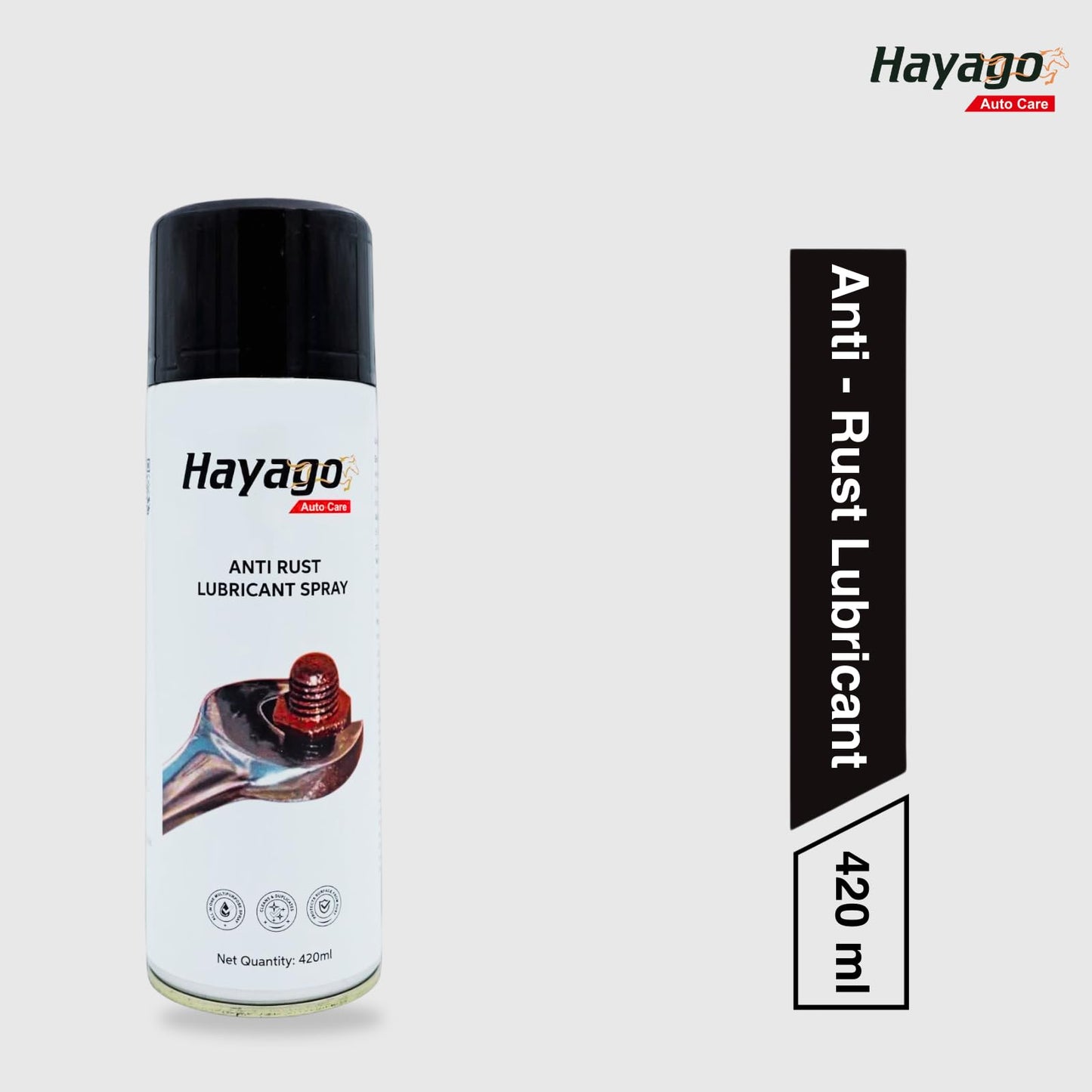 Hayago - Anti-Rust Spray (420ml) | Ultimate Rust Protection for Cars & Bikes | Powerful Anti-Corrosion & Rust Remover | Multi-Surface Rust Defender Spray