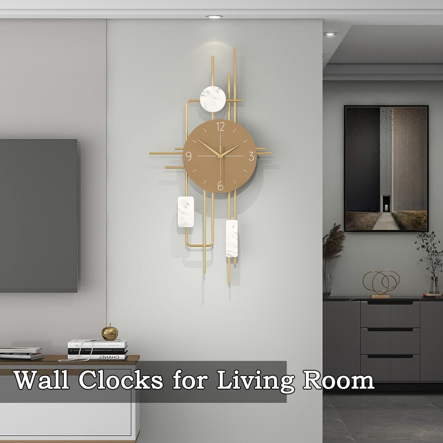 EVVIX Creative Art Large Wall Clocks, Indoor Light, Atmospheric Luxury, Living Room, Restaurant, Entrance, Decorative Clock, Home Decorative Large Wall Clock