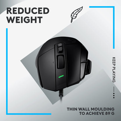 Logitech G502 X Wired Gaming Mouse - LIGHTFORCE Hybrid Optical-Mechanical Primary switches, Hero 25K Gaming Sensor, Compatible with PC/macOS/Windows - Black